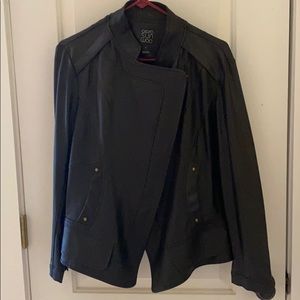 Black pleather motorcycle jacket